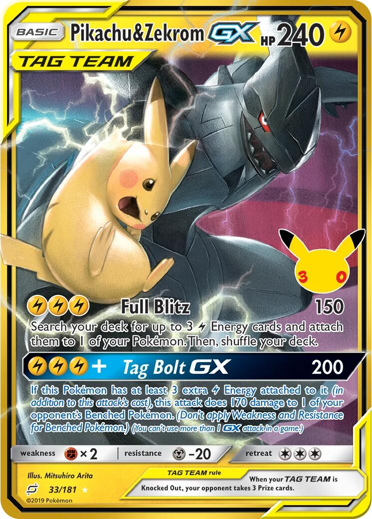 Pikachu & Zekrom GX (33/181) [Mega Evolution: 30th Celebration] | Galactic Gamez