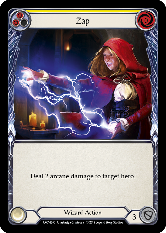 Zap (Yellow) [ARC145-C] (Arcane Rising)  1st Edition Rainbow Foil | Galactic Gamez