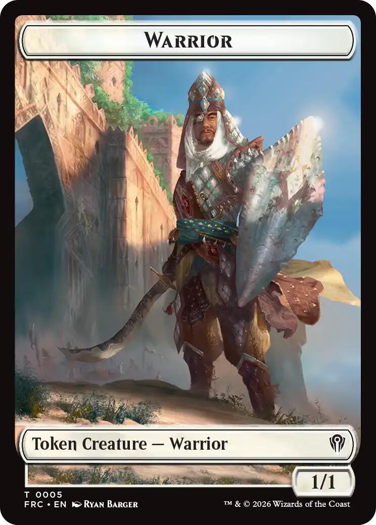 Warrior // Shark Double-Sided Token [Reality Fracture Commander Tokens] | Galactic Gamez