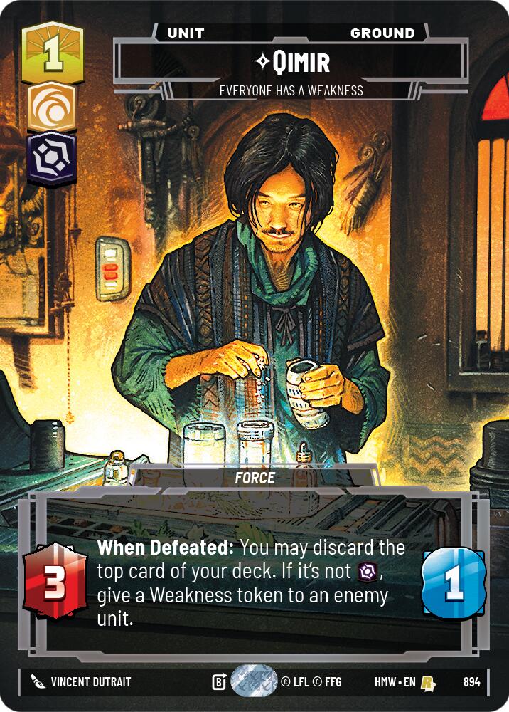 Qimir - Everyone Has a Weakness (894) (Prestige Foil) (894) [Homeworlds] | Galactic Gamez