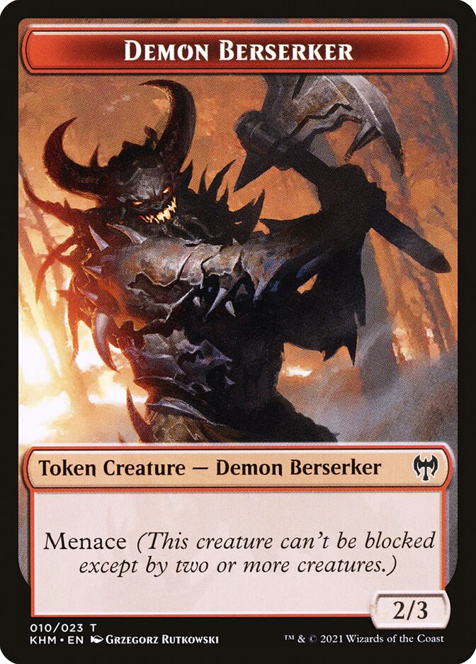 Dwarf Berserker // Demon Berserker Double-Sided Token [Kaldheim Tokens] | Galactic Gamez
