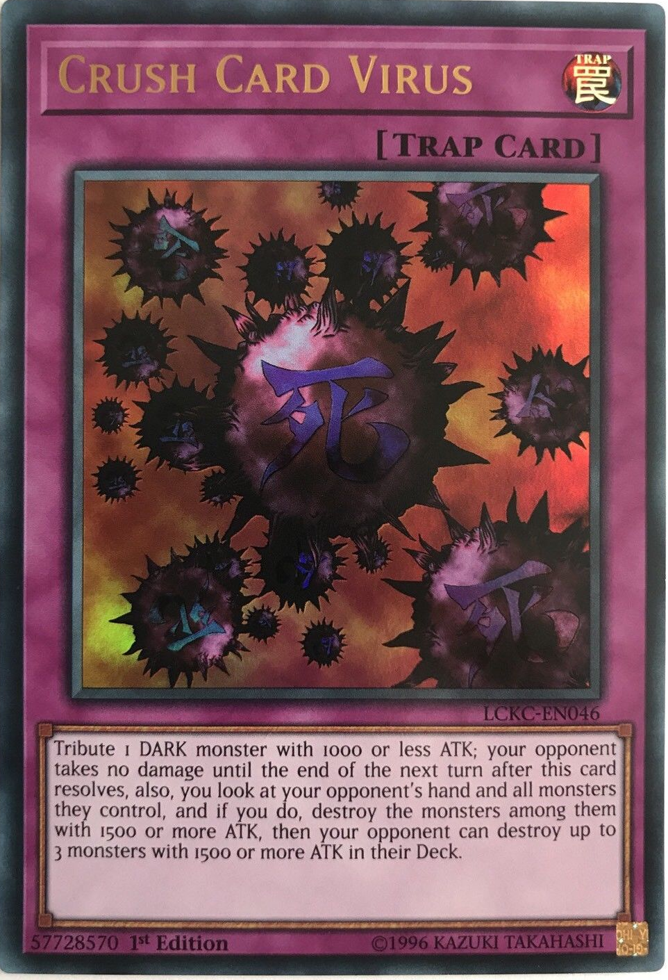 Crush Card Virus (Version 1) [LCKC-EN046] Ultra Rare | Galactic Gamez