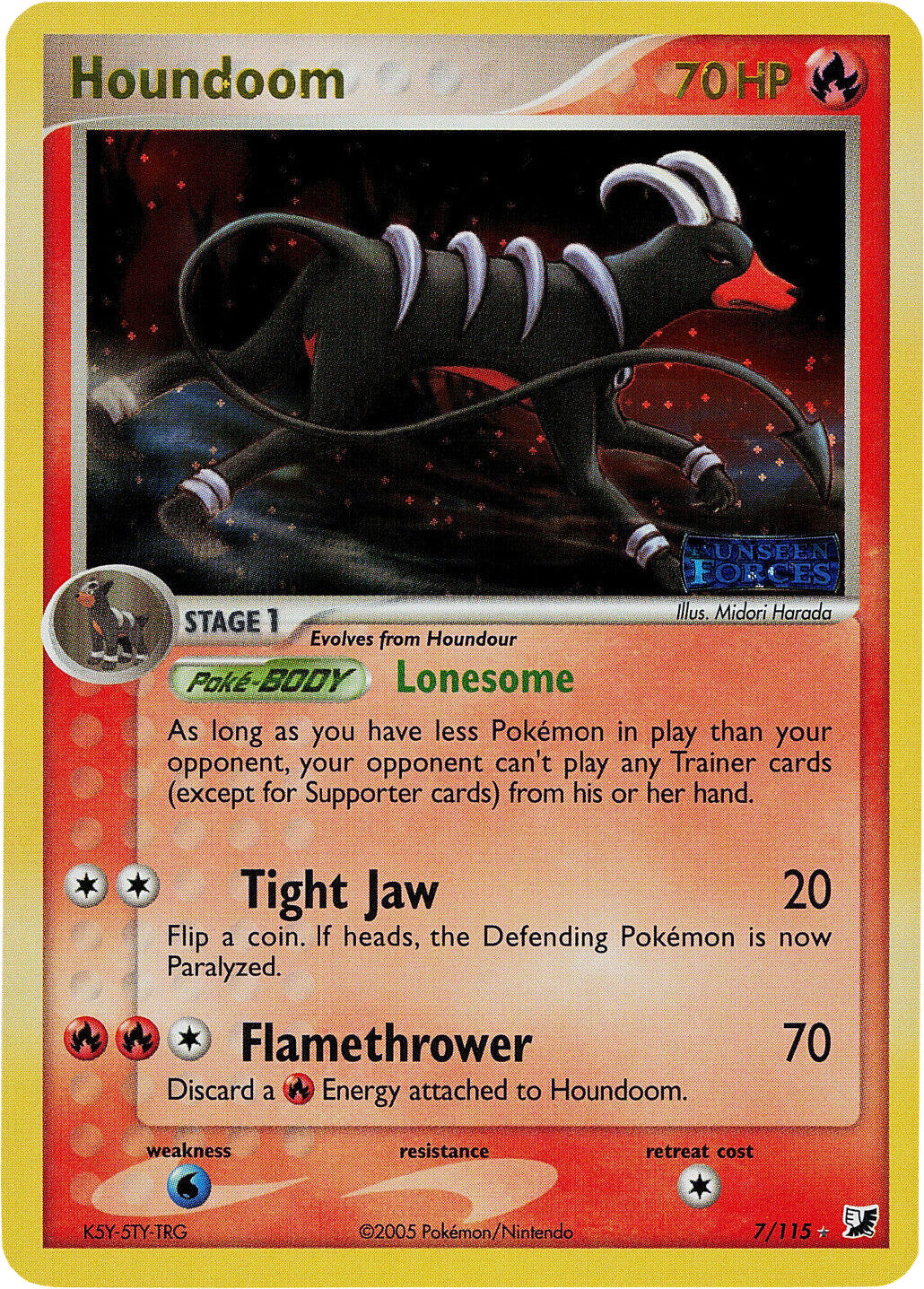 Houndoom (7/115) (Stamped) [EX: Unseen Forces] | Galactic Gamez