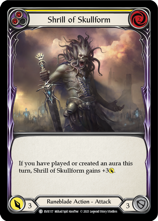 Shrill of Skullform (Yellow) [EVR117] (Everfest)  1st Edition Rainbow Foil | Galactic Gamez