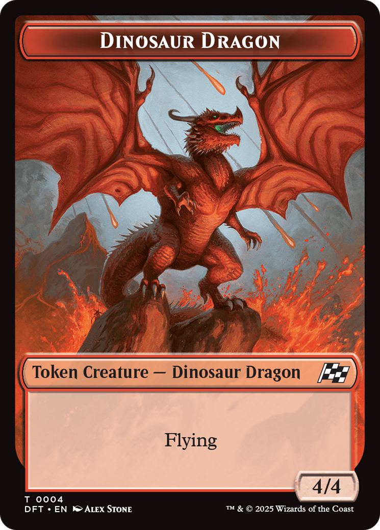 Dinosaur Dragon // Treasure Double-Sided Token [Aetherdrift Tokens] | Galactic Gamez