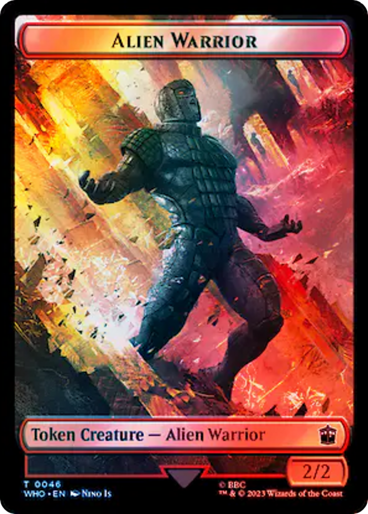 Dalek // Alien Warrior Double-Sided Token (Surge Foil) [Doctor Who Tokens] | Galactic Gamez