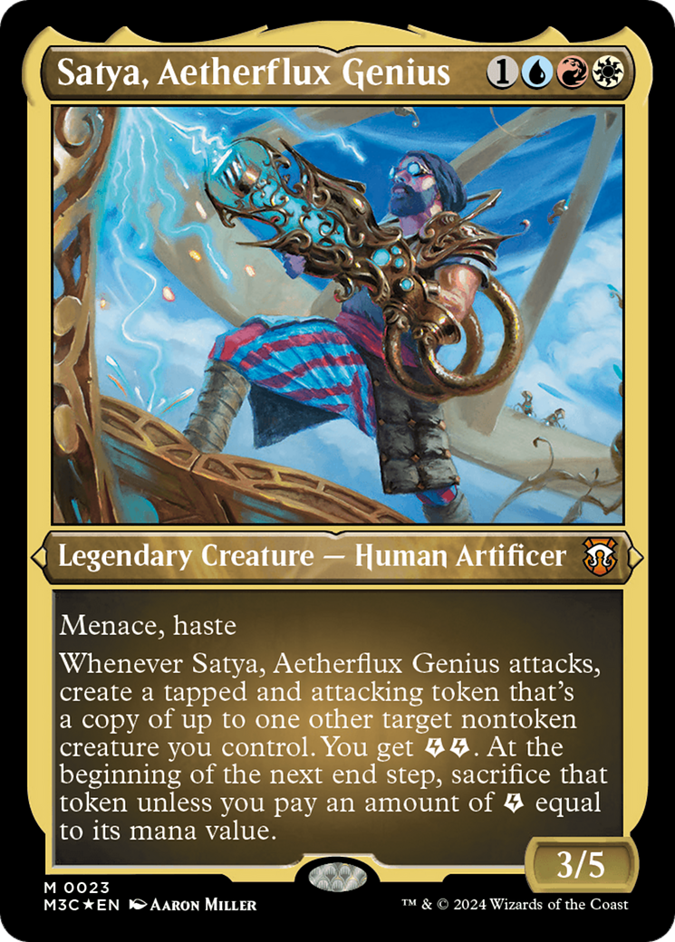 Satya, Aetherflux Genius (Foil Etched) [Modern Horizons 3 Commander] | Galactic Gamez