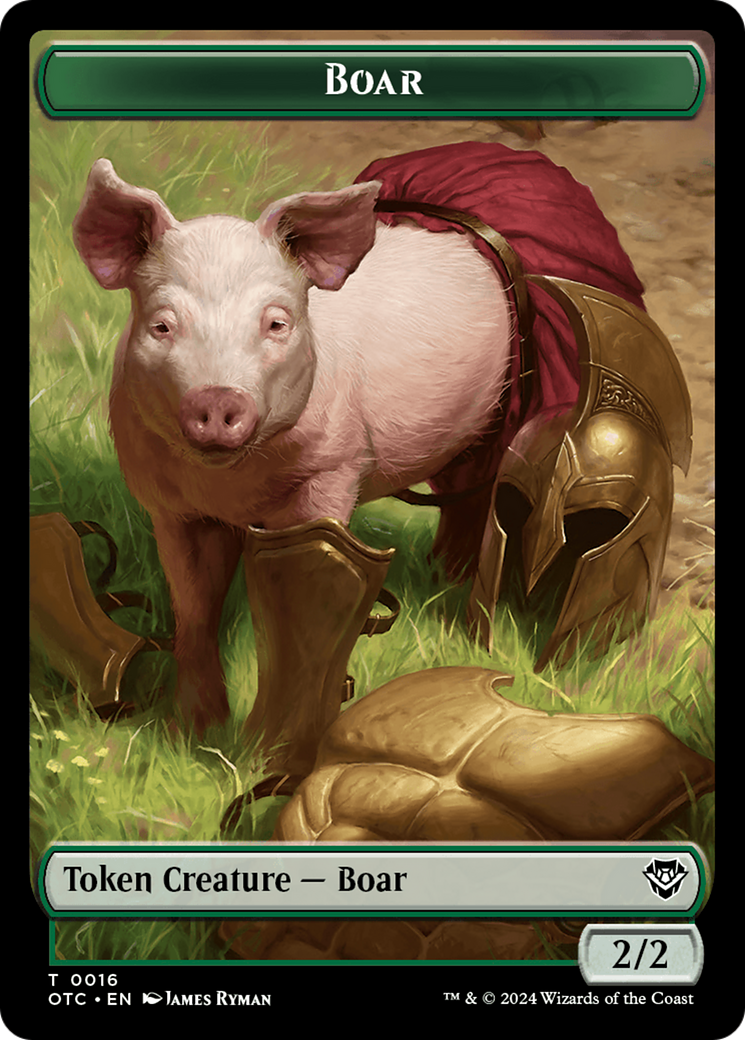 Boar // Manifest Double-Sided Token [Outlaws of Thunder Junction Commander Tokens] | Galactic Gamez