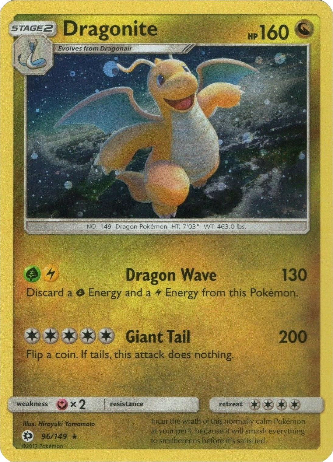 Dragonite (96/149) (Cosmos Holo) [Sun & Moon: Base Set] | Galactic Gamez