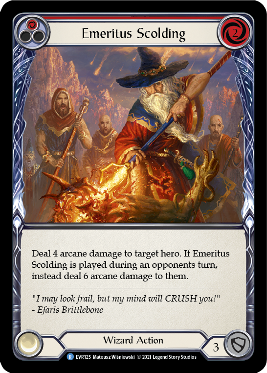 Emeritus Scolding (Red) [EVR125] (Everfest)  1st Edition Rainbow Foil | Galactic Gamez