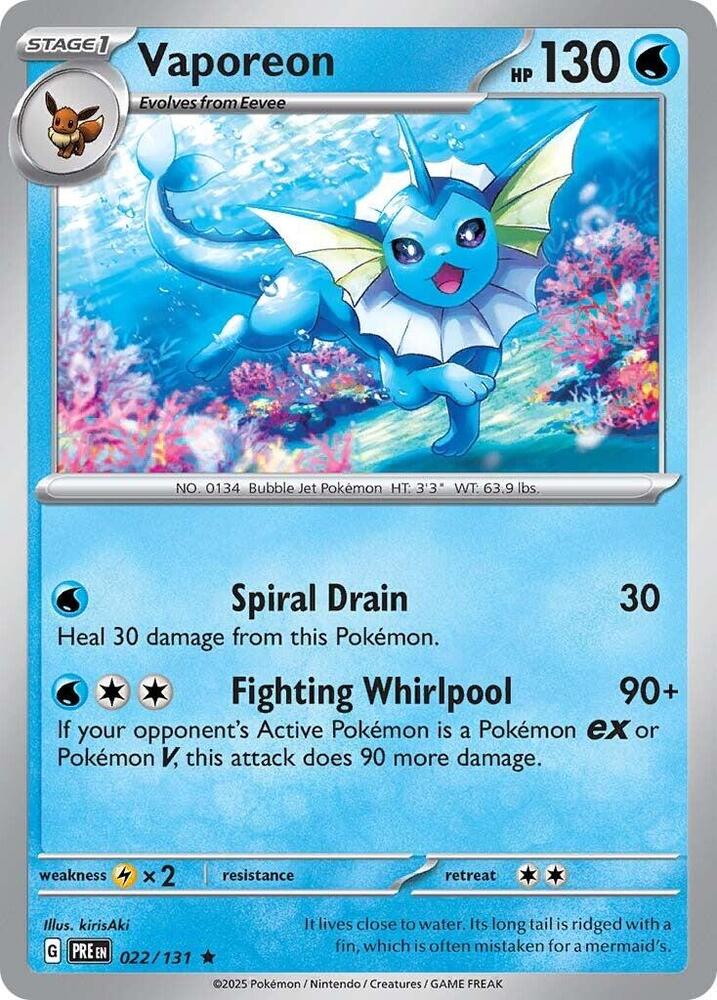 Vaporeon (022/131) [Scarlet & Violet: Prismatic Evolutions] | Galactic Gamez