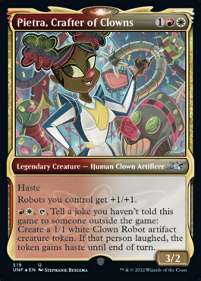 Pietra, Crafter of Clowns (Showcase) (Galaxy Foil) [Unfinity] | Galactic Gamez