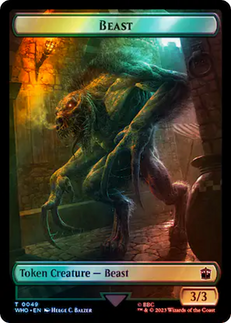 Human Noble // Beast Double-Sided Token (Surge Foil) [Doctor Who Tokens] | Galactic Gamez