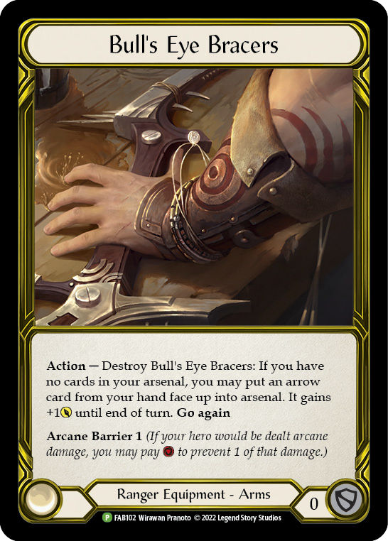 Bull's Eye Bracers (Golden) [FAB102] (Promo)  Cold Foil | Galactic Gamez