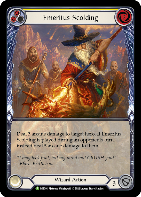 Emeritus Scolding (Yellow Extended Art) [LGS091] (Promo)  Rainbow Foil | Galactic Gamez