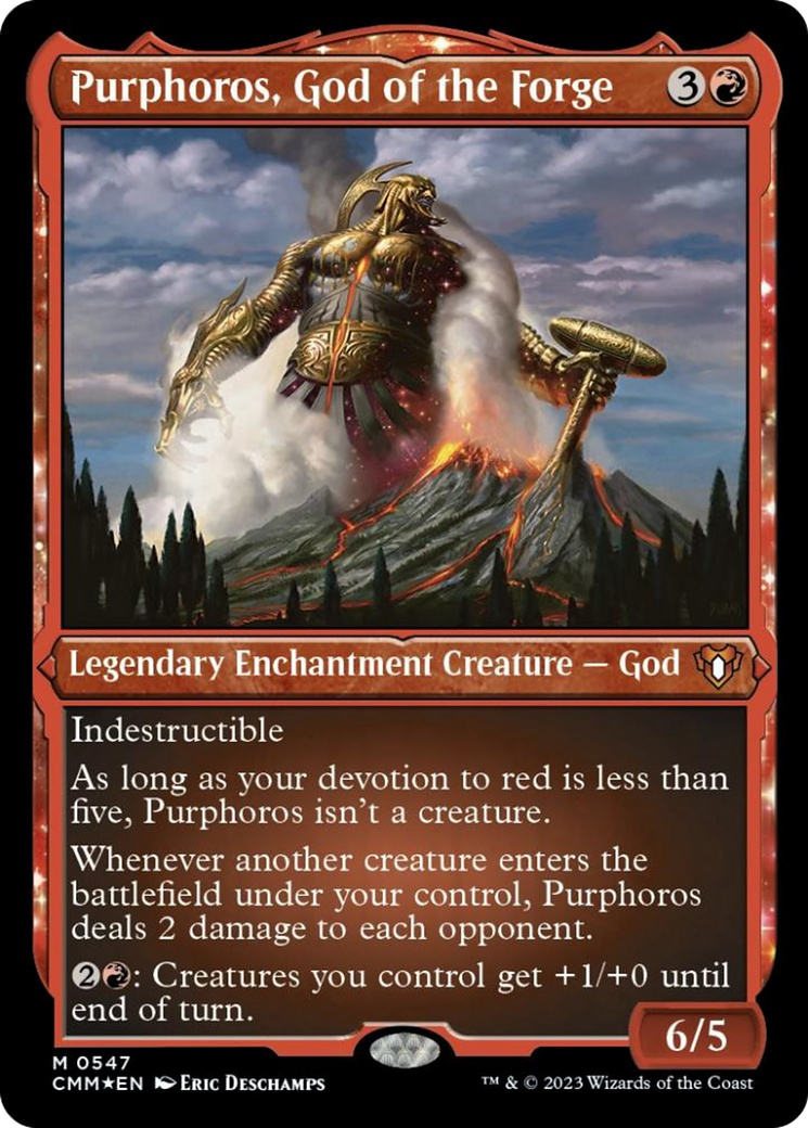 Purphoros, God of the Forge (Foil Etched) [Commander Masters] | Galactic Gamez