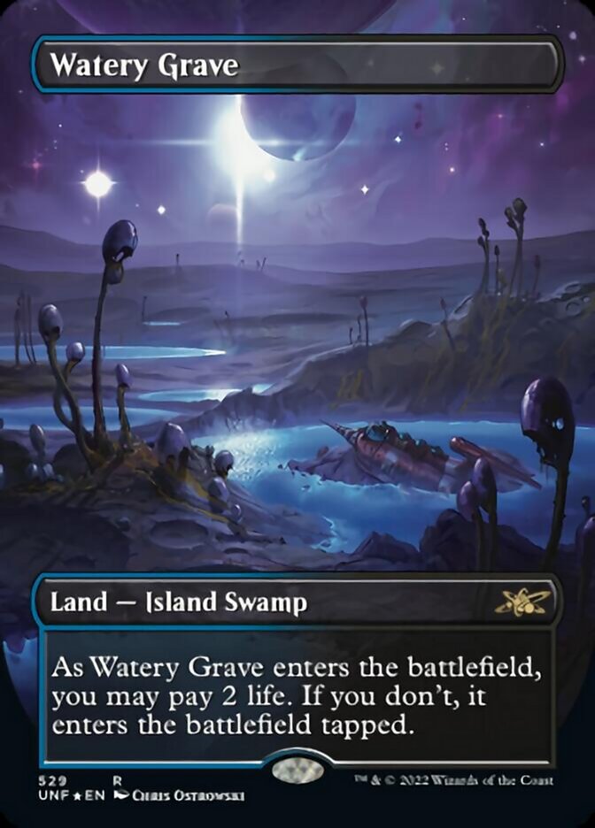 Watery Grave (Borderless) (Galaxy Foil) [Unfinity] | Galactic Gamez