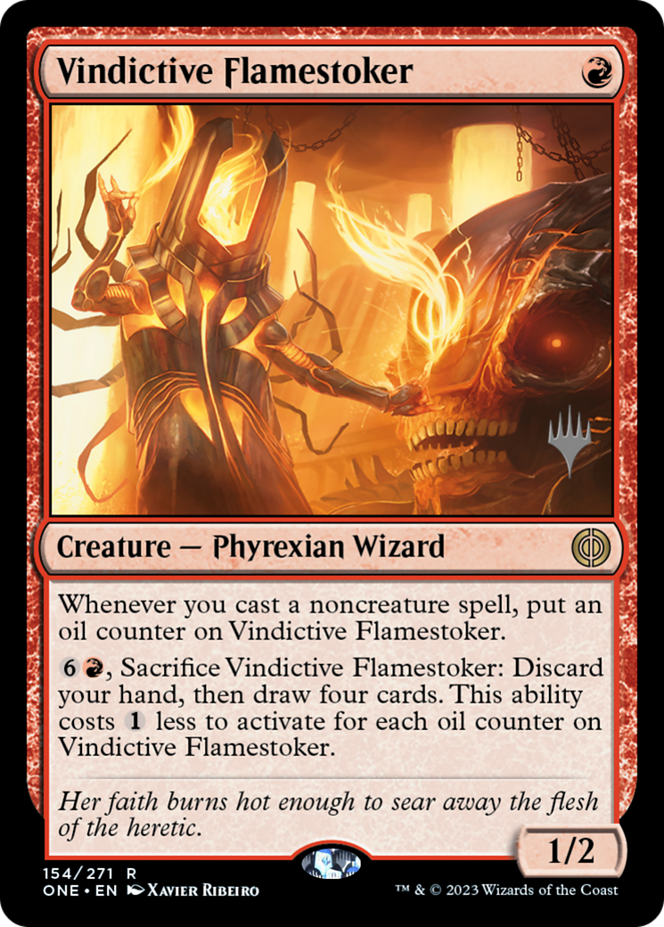 Vindictive Flamestoker (Promo Pack) [Phyrexia: All Will Be One Promos] | Galactic Gamez
