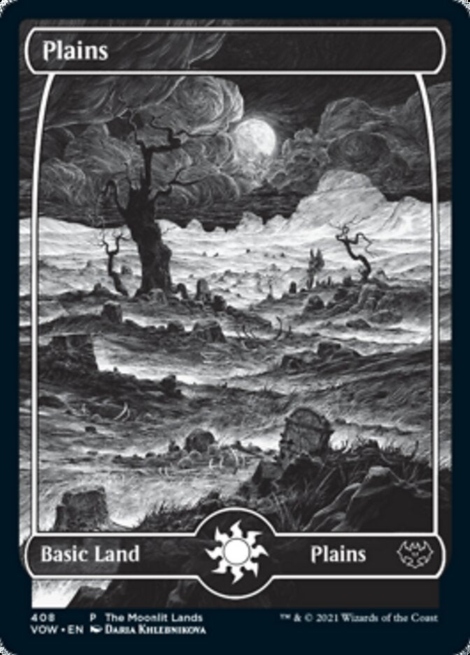 Plains (The Moonlit Lands) (Foil Etched) [Innistrad: Crimson Vow Promos] | Galactic Gamez