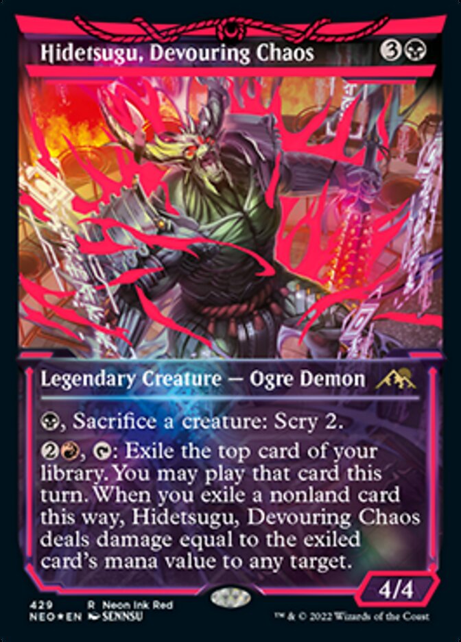 Hidetsugu, Devouring Chaos (Neon Ink Red) [Kamigawa: Neon Dynasty] | Galactic Gamez