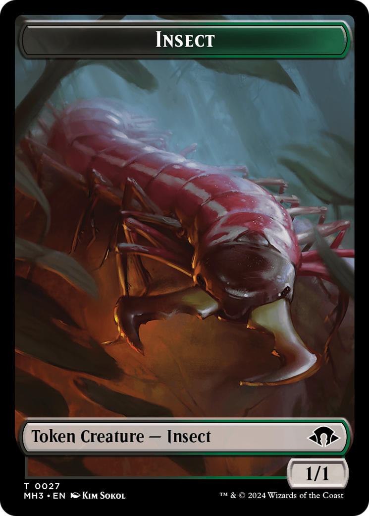 Zombie (Ripple Foil) // Insect (0027) Double-Sided Token [Modern Horizons 3 Tokens] | Galactic Gamez