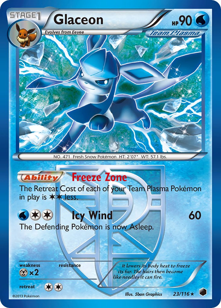 Glaceon (23/116) (Theme Deck Exclusive) [Black & White: Plasma Freeze] | Galactic Gamez