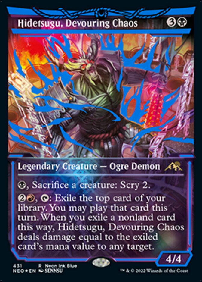 Hidetsugu, Devouring Chaos (Neon Ink Blue) [Kamigawa: Neon Dynasty] | Galactic Gamez