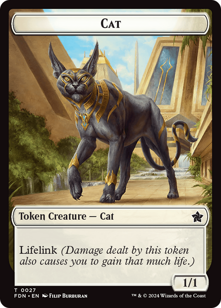 Cat (0027) // Phyrexian Goblin Double-Sided Token [Foundations Tokens] | Galactic Gamez