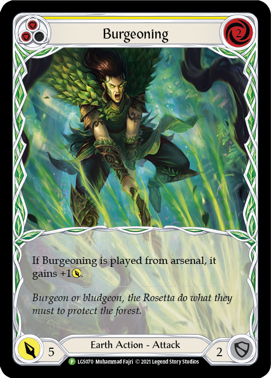Burgeoning (Yellow) [LGS070] (Promo)  Rainbow Foil | Galactic Gamez