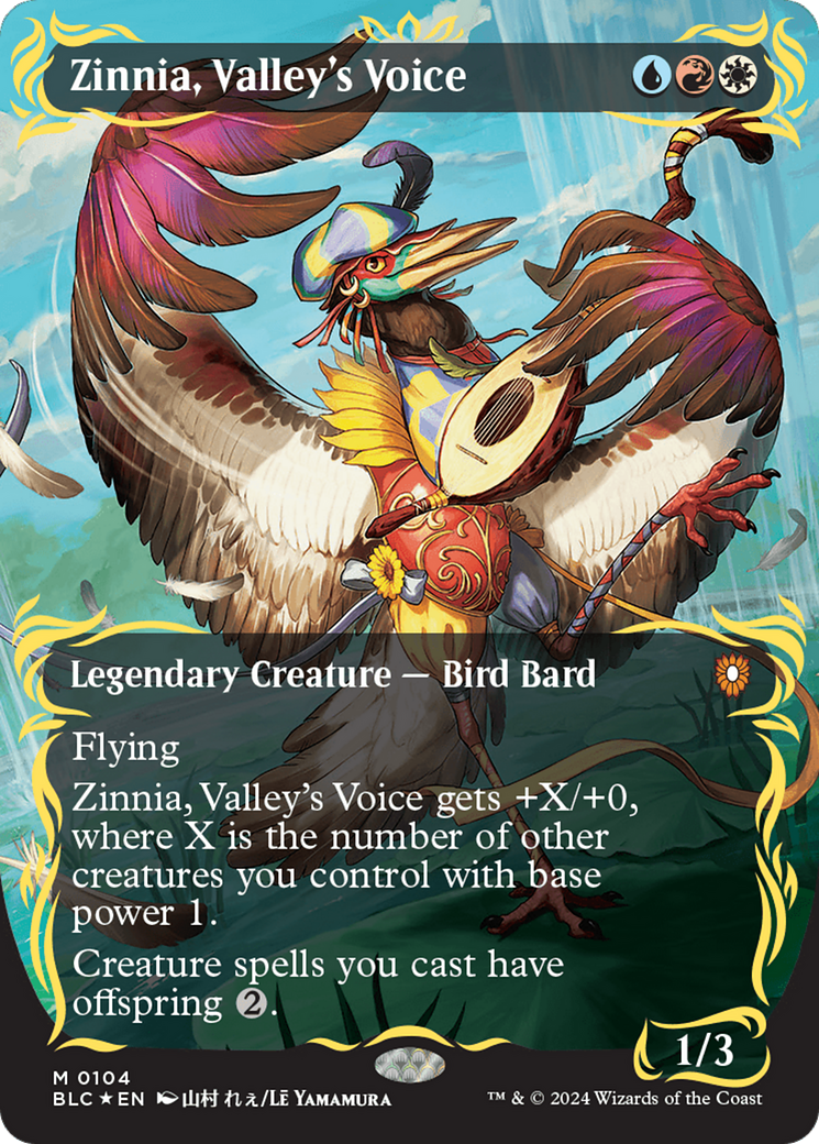 Zinnia, Valley's Voice (Borderless) (Raised Foil) [Bloomburrow Commander] | Galactic Gamez