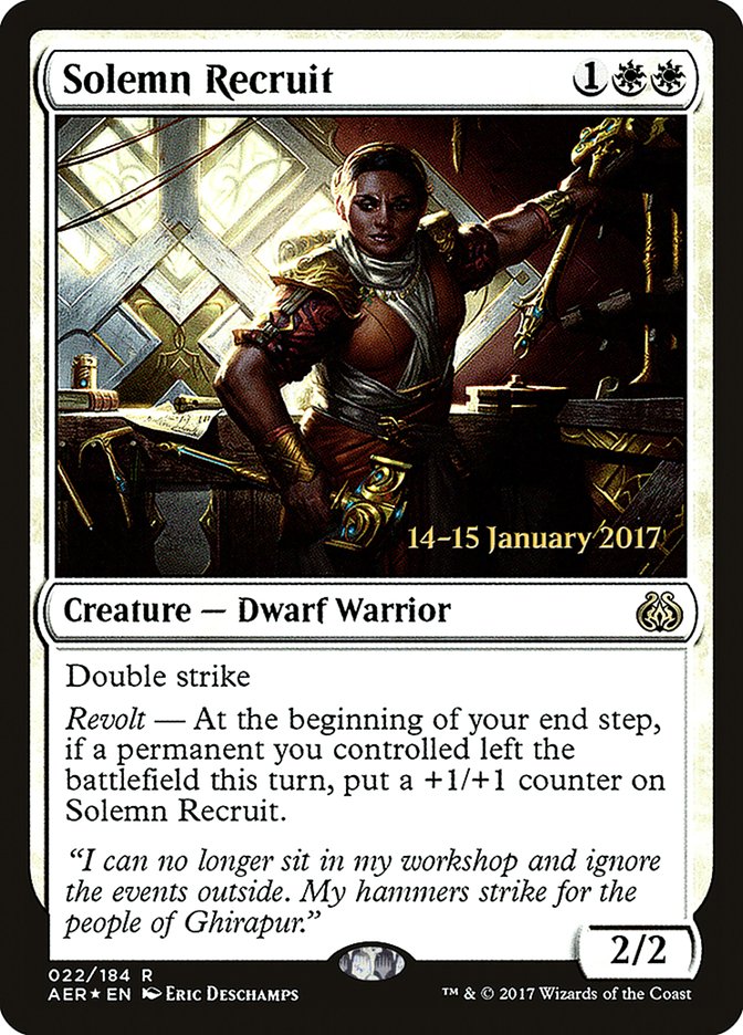 Solemn Recruit [Aether Revolt Prerelease Promos] | Galactic Gamez