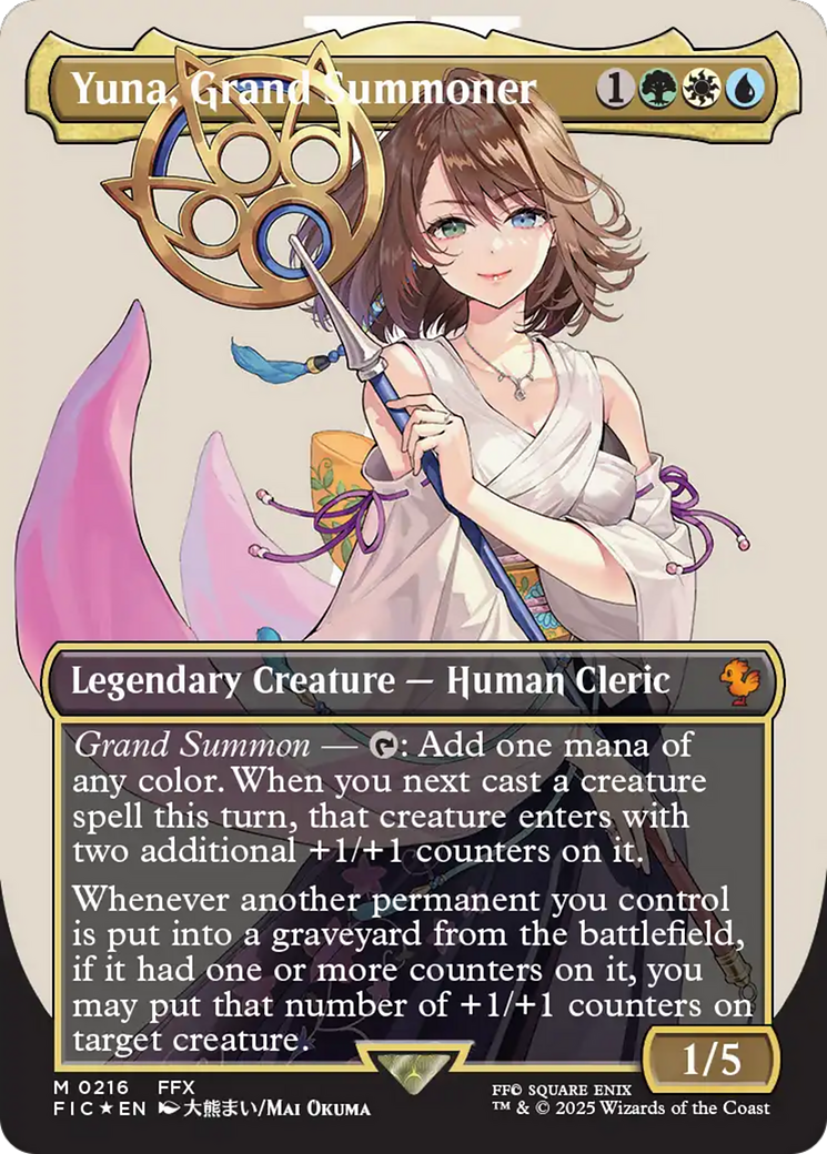 Yuna, Grand Summoner (Borderless) (Surge Foil) [FINAL FANTASY Commander] | Galactic Gamez
