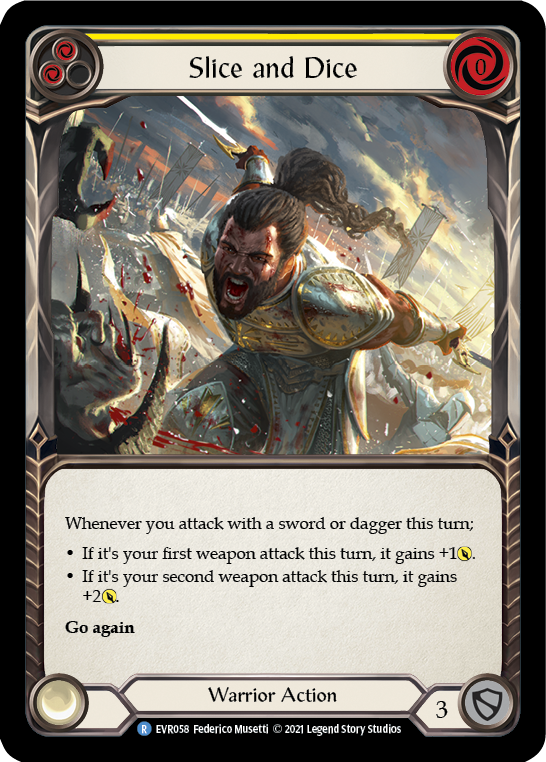 Slice and Dice (Yellow) [EVR058] (Everfest)  1st Edition Rainbow Foil | Galactic Gamez