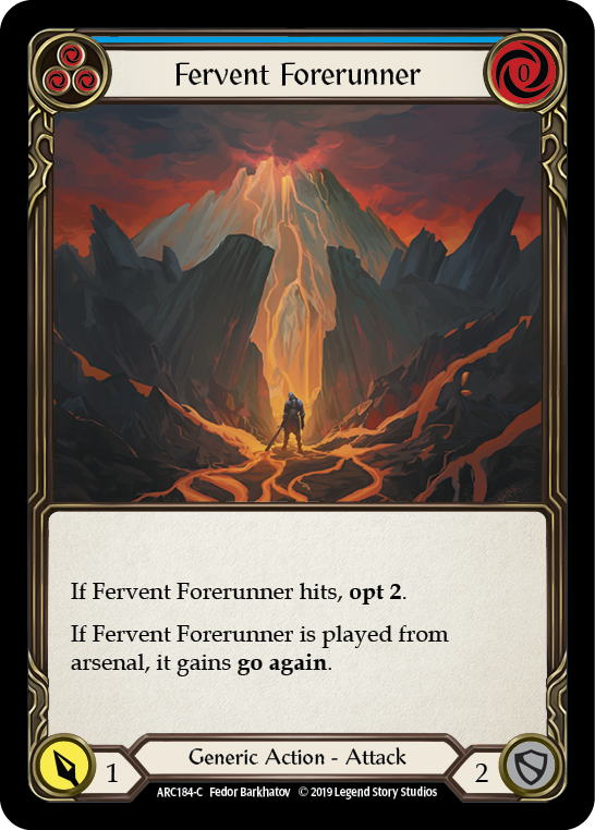 Fervent Forerunner (Blue) [ARC184-C] (Arcane Rising)  1st Edition Rainbow Foil | Galactic Gamez