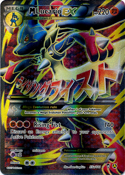 lucario pokemon card full art M EX (55a/124) (Alternate Promo) [XY: Furious Fists] – Galactic Gamez Primary Color:Light Blue Anson Maddocks Celebrate the legacy of Ten Most Expensive MTG