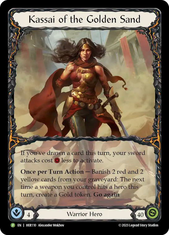 Kassai of the Golden Sand (Rainbow Foil) [HER110] (Promo)  Rainbow Foil | Galactic Gamez