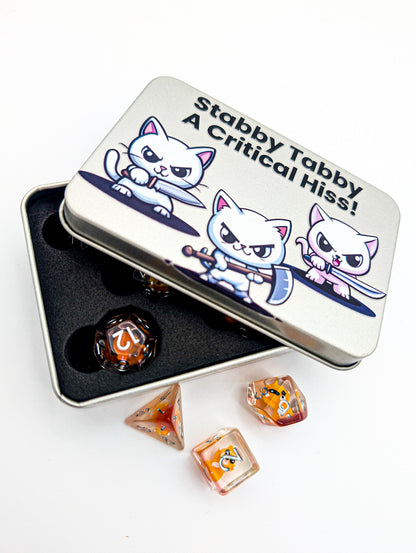 Roll For Initiative - Cat Dice Tins (Stabby Tabby) | Galactic Gamez
