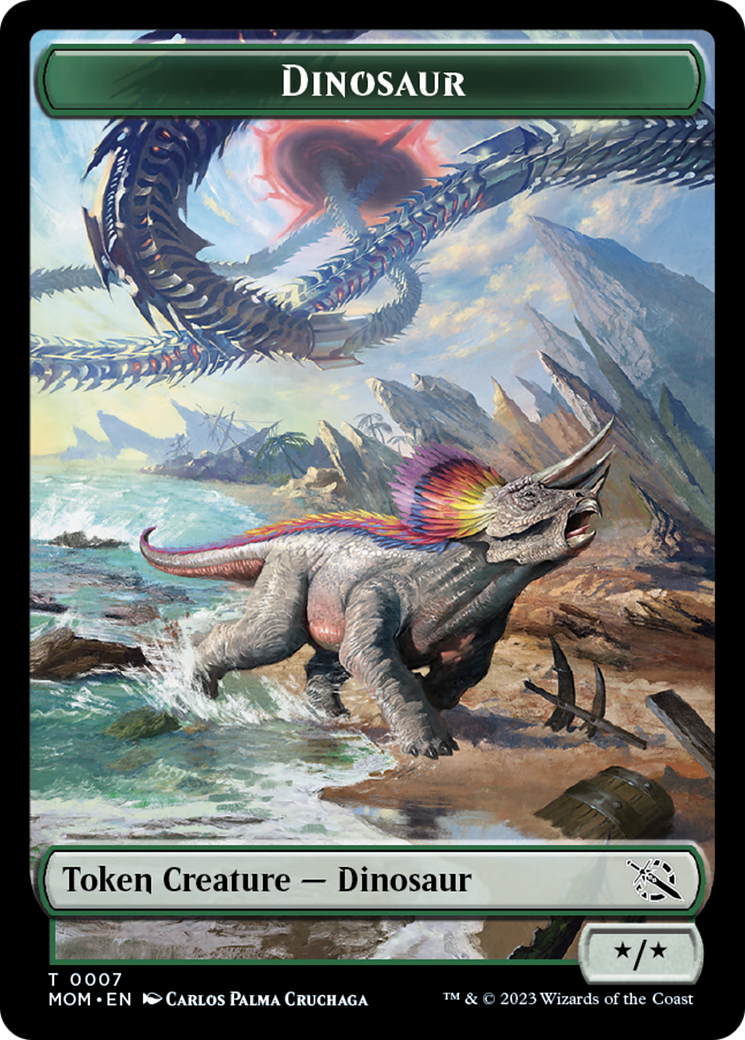 Warrior // Dinosaur Double-Sided Token [March of the Machine Tokens] | Galactic Gamez