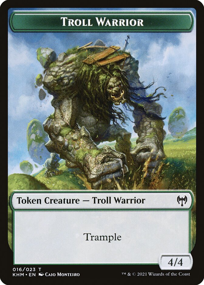 Elf Warrior // Troll Warrior Double-Sided Token [Kaldheim Tokens] | Galactic Gamez