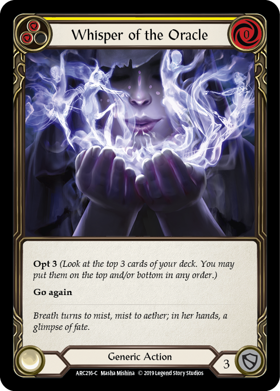 Whisper of the Oracle (Yellow) [ARC216-C] (Arcane Rising)  1st Edition Rainbow Foil | Galactic Gamez