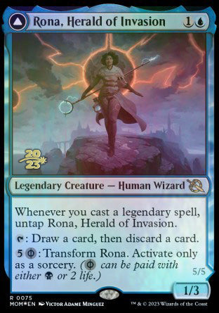 Rona, Herald of Invasion // Rona, Tolarian Obliterator [March of the Machine Prerelease Promos] | Galactic Gamez