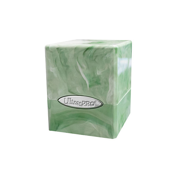 Deckbox: Satin Cube 100+ Marble- Lime Green/White | Galactic Gamez