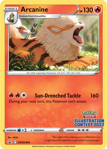 Arcanine (SWSH304) (Illustration Contest 2022) [Sword & Shield: Black Star Promos] | Galactic Gamez