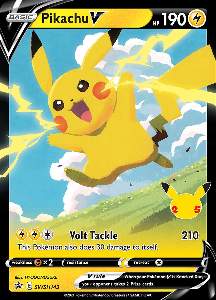 Pikachu V (SWSH143) (Celebrations) [Sword & Shield: Black Star Promos] | Galactic Gamez