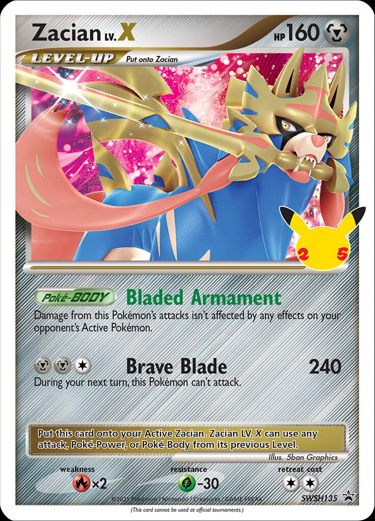 Zacian LV.X (SWSH135) (Celebrations) [Sword & Shield: Black Star Promos] | Galactic Gamez