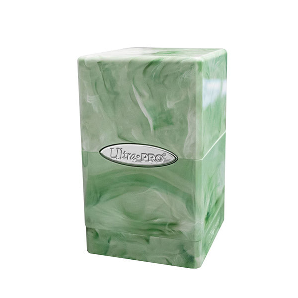 UPR16347: Deckbox: Satin Tower 100+ Marble- Lime Green/White | Galactic Gamez