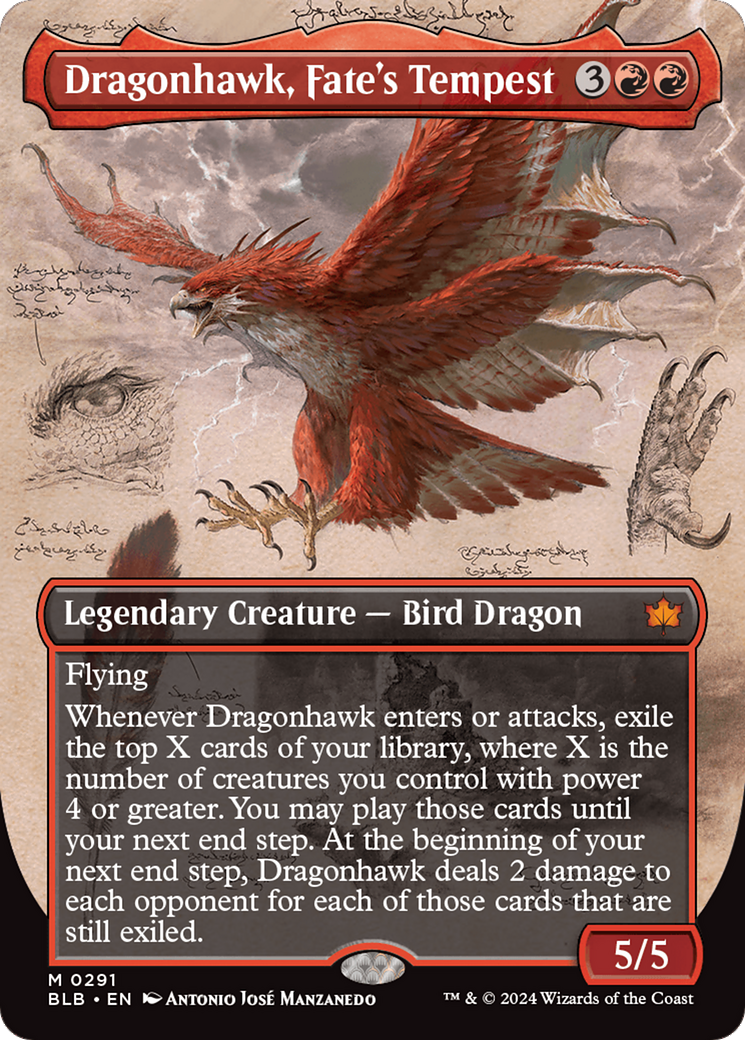 Dragonhawk, Fate's Tempest (Borderless) [Bloomburrow] | Galactic Gamez