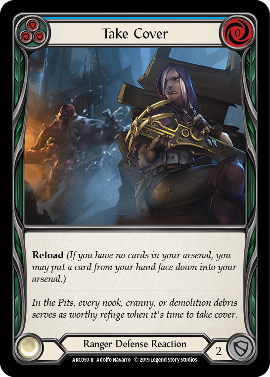 Take Cover (Blue) [ARC050-R] (Arcane Rising)  1st Edition Rainbow Foil | Galactic Gamez