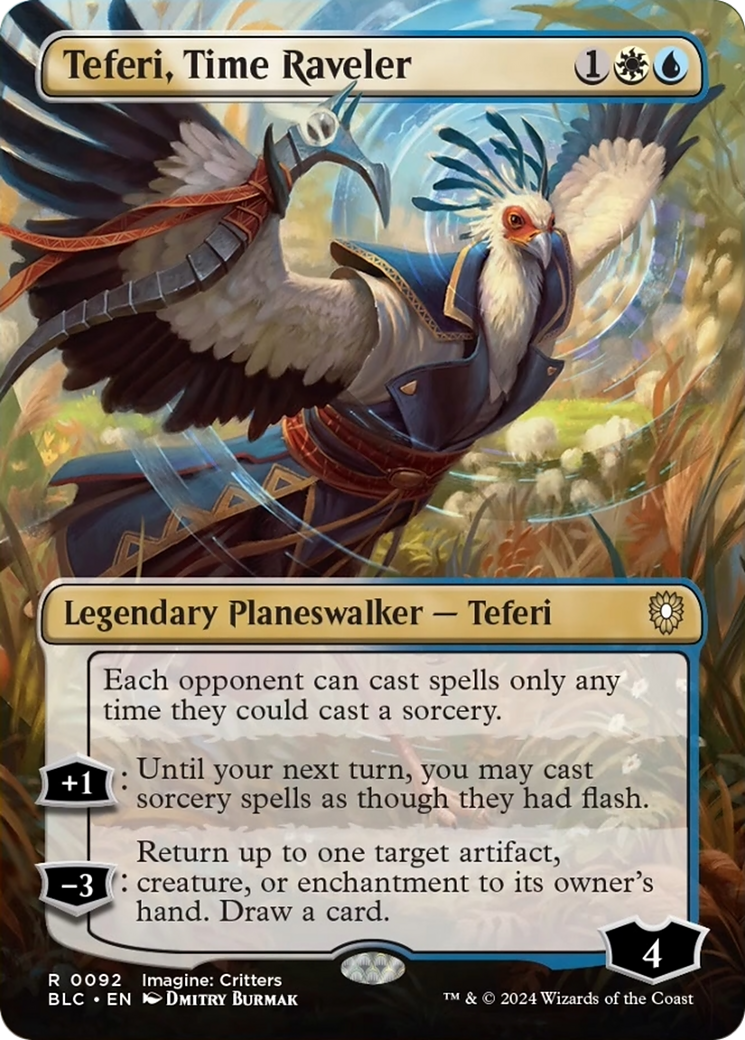 Teferi, Time Raveler (Borderless) [Bloomburrow Commander] | Galactic Gamez