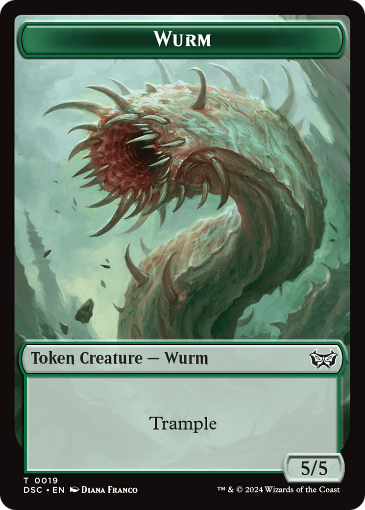 Wurm (0019) // Manifest Double-Sided Token [Duskmourn: House of Horror Commander Tokens] | Galactic Gamez